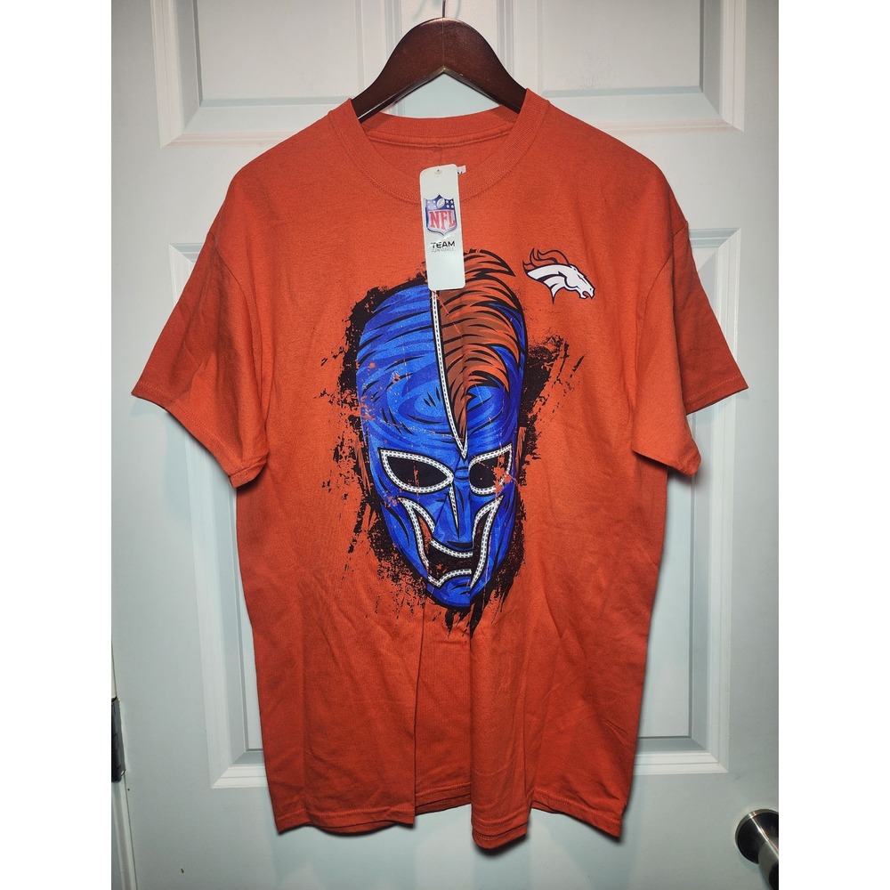 NFL Team Apparel Denver Broncos Luchador Mask Graphic T-Shirt Orange Mens Large